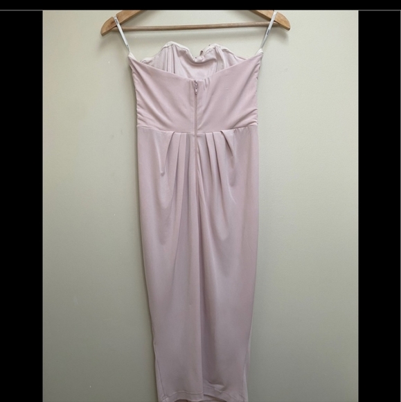 ASOS Pastel Pink Strapless Faux Wrap Drape Dress - Picture 3 of 4